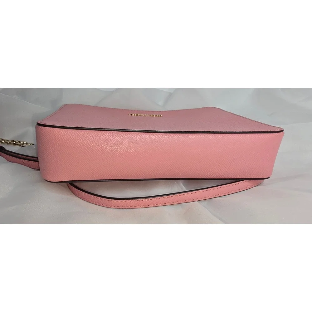 Michael Kors Jet Set Large East West Crossbody Bag Pink Saffiano Leather Gold HW